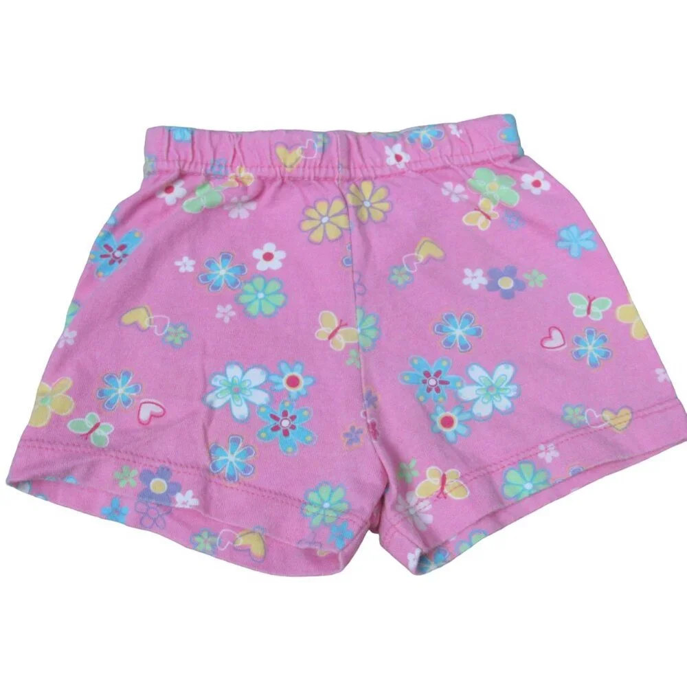 Garanimals Pull‎ On Elastic Shorts Girls Size 12M Pink Floral Toddler Bottoms